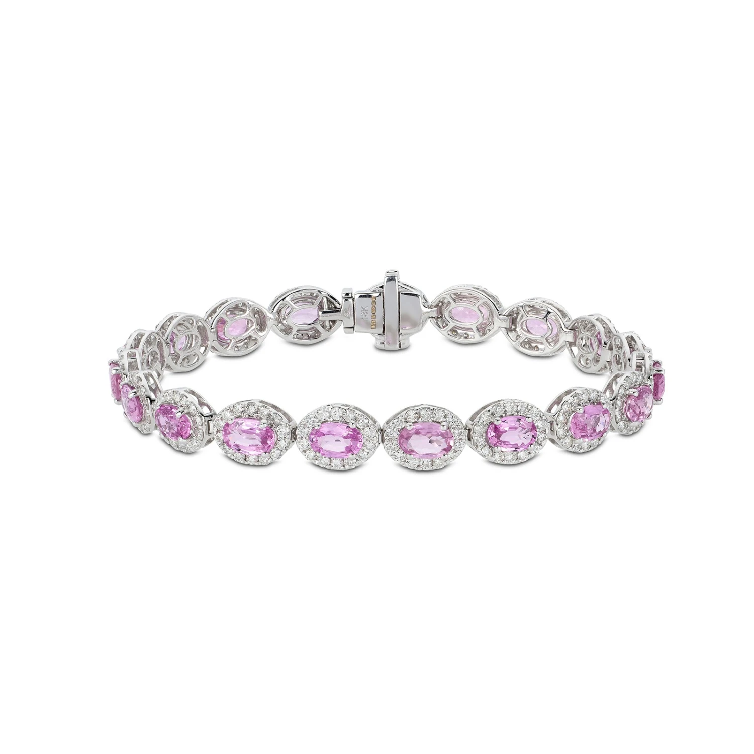 Chisholm Hunter 18ct White Gold 10.30ct Oval Pink Sapphire & 3.00ct Round Brilliant Diamond Bracelet 3 Chisholm Hunter 18ct White Gold 10.30ct Oval Pink Sapphire & 3.00ct Round Brilliant Diamond Bracelet