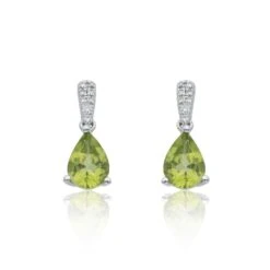 Chisholm Hunter 9ct White Gold Peridot And Diamond Earrings