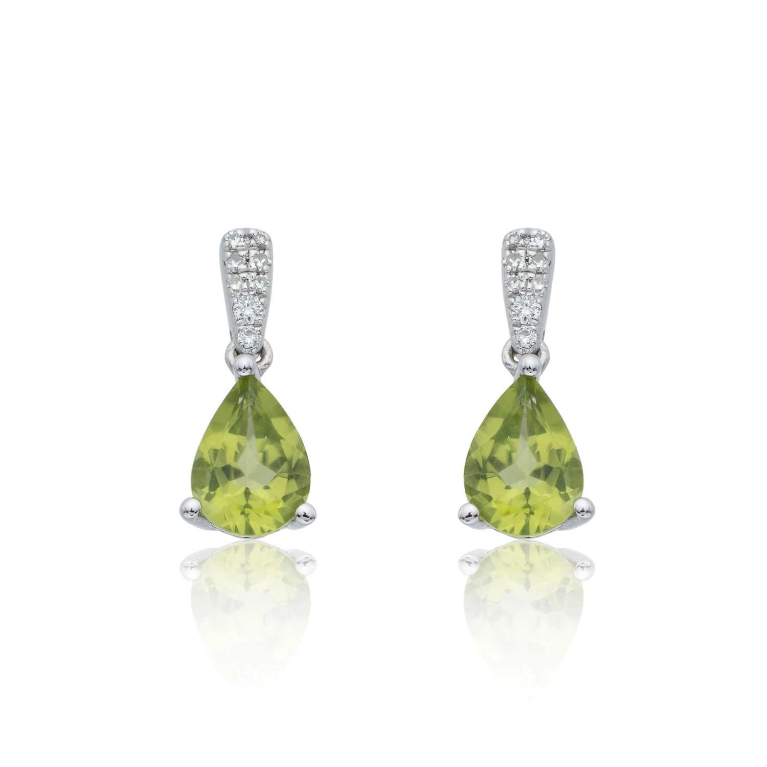 Chisholm Hunter 9ct White Gold Peridot And Diamond Earrings 3 Chisholm Hunter 9ct White Gold Peridot And Diamond Earrings