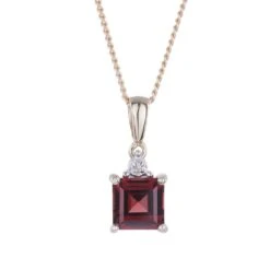 Chisholm Hunter 9ct Yellow Gold Mixed Cut Garnet And Diamond 0.003ct Pendant