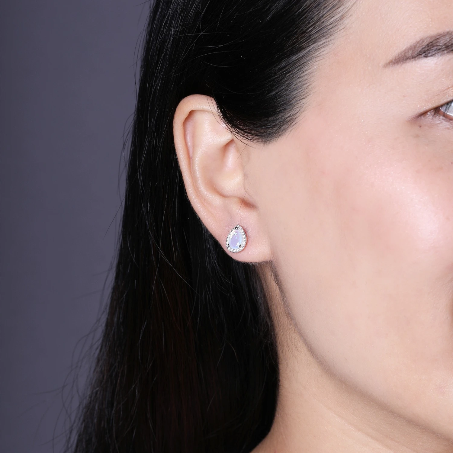 Chisholm Hunter 9ct White Gold 1.00ct Pear Cut Opal And Diamond Earrings 4 Chisholm Hunter 9ct White Gold 1.00ct Pear Cut Opal And Diamond Earrings - Image 2