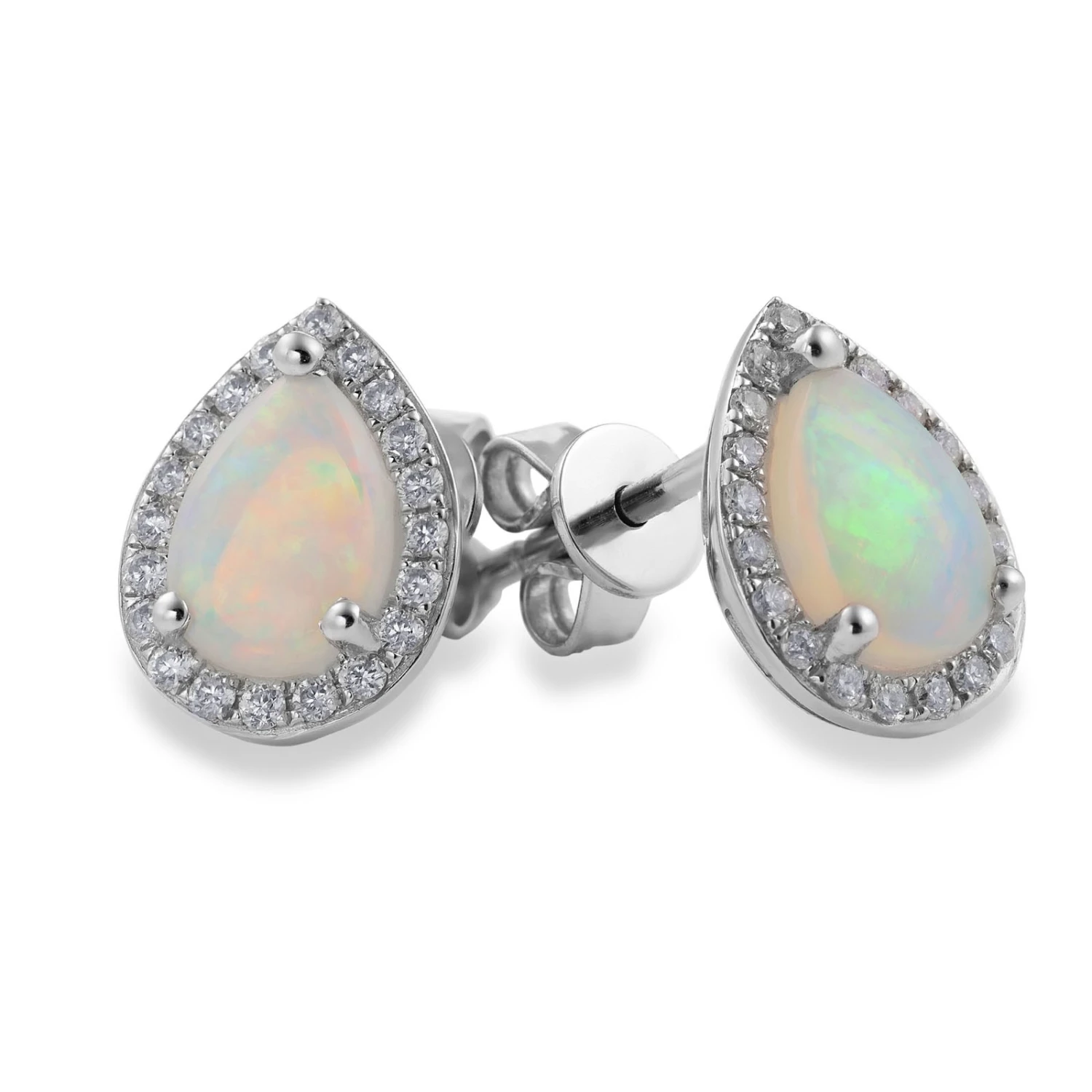 Chisholm Hunter 9ct White Gold 1.00ct Pear Cut Opal And Diamond Earrings 3 Chisholm Hunter 9ct White Gold 1.00ct Pear Cut Opal And Diamond Earrings