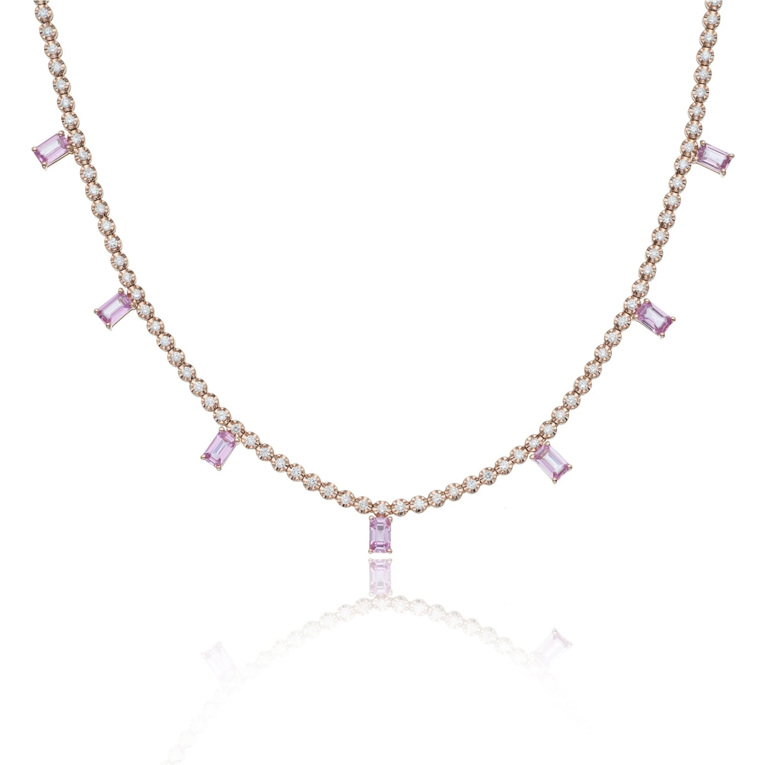 Chisholm Hunter 18ct Rose Gold Multiple Baguette Cut Morganite 2.24ct Diamond Necklace 3 Chisholm Hunter 18ct Rose Gold Multiple Baguette Cut Morganite 2.24ct Diamond Necklace