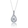 Chisholm Hunter 9ct White Gold Pear Cut Cubic Zirconia Halo Pendant