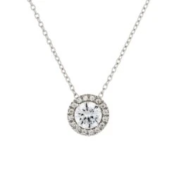 Chisholm Hunter 9ct White Gold Brilliant Cut Cubic Zirconia Halo Pendant
