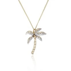 Chisholm Hunter 9ct Yellow Gold Cubic Zirconia Palm Tree Pendant