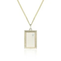 Chisholm Hunter 9ct Yellow Gold Cubic Zirconia Rectangular Signet Pendant