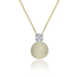 Chisholm Hunter 9ct Yellow Gold Cubic Zirconia Disc Pendant