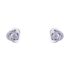 Chisholm Hunter 9ct White Gold Cubic Zirconia Knot Stud Earrings