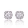 Chisholm Hunter 9ct White Gold Cushion Cut Cubic Zirconia Halo Stud Earrings -Chisholm Hunter 17 137 02 0013 1