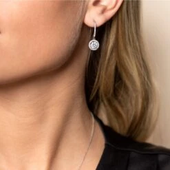 Chisholm Hunter 9ct White Gold Cubic Zirconia Halo Drop Earrings -Chisholm Hunter 17 137 03 0018 om 1