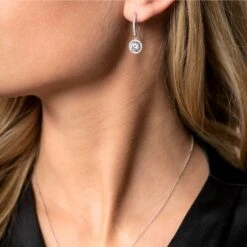 Chisholm Hunter 9ct White Gold Cubic Zirconia Halo Drop Earrings -Chisholm Hunter 17 137 03 0018 om 2