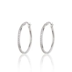 Chisholm Hunter 9ct White Gold Cubic Zirconia Hoop Earrings
