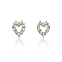 Chisholm Hunter 9ct Yellow Gold Cubic Zirconia Heart Earrings