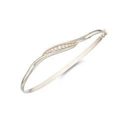 Chisholm Hunter 9ct Yellow Gold Cubic Zirconia Wave Bangle