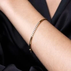 Chisholm Hunter 9ct Yellow Gold Cubic Zirconia Rubover Bangle 8 Chisholm Hunter 9ct Yellow Gold Cubic Zirconia Rubover Bangle -Chisholm Hunter 17 139 02 0007 ls 1