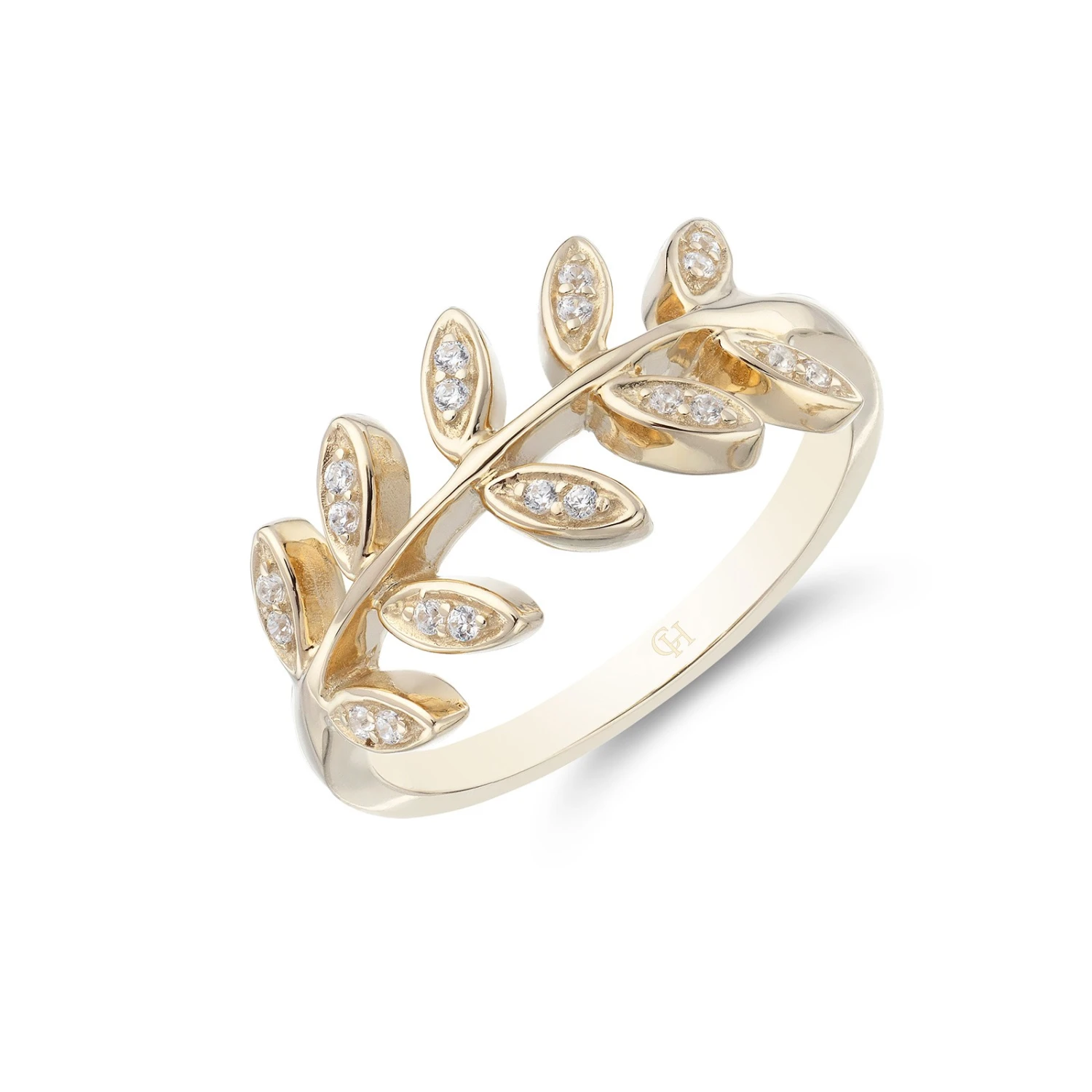 Chisholm Hunter 9ct Yellow Gold Cubic Zirconia Marquise Leaf Ring 3 Chisholm Hunter 9ct Yellow Gold Cubic Zirconia Marquise Leaf Ring