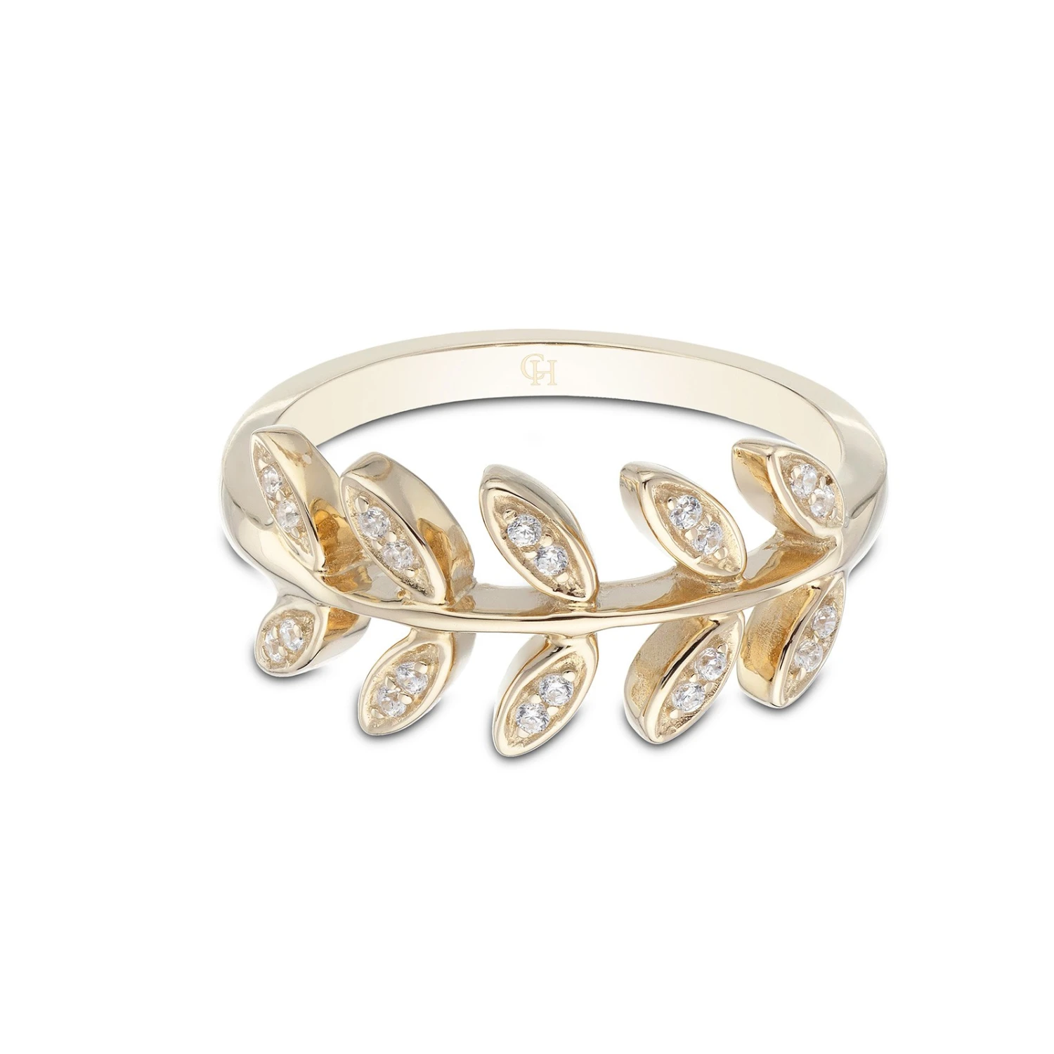 Chisholm Hunter 9ct Yellow Gold Cubic Zirconia Marquise Leaf Ring 5 Chisholm Hunter 9ct Yellow Gold Cubic Zirconia Marquise Leaf Ring - Image 3
