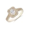 Chisholm Hunter 9ct Yellow Gold Cubic Zirconia Emerald Cut Halo Solitaire Ring -Chisholm Hunter 17 140 01 0036 p 1