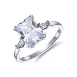 Chisholm Hunter 9ct White Gold Emerald Cut Cubic Zirconia Ring