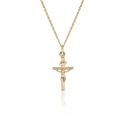 Chisholm Hunter 9ct Yellow Gold 15mm Polished Crucifix Pendant Necklace