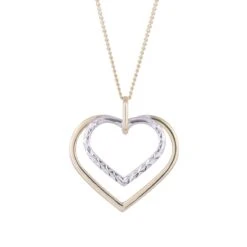 Chisholm Hunter 9ct 2 Colour Gold Double Open Heart Pendant -Chisholm Hunter 18 141 05 0001