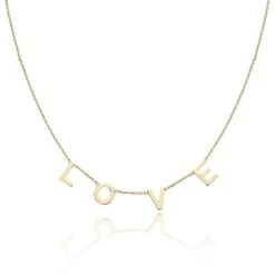 Chisholm Hunter 9ct Yellow Gold LOVE Flat Letter Necklace