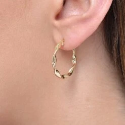 Chisholm Hunter 9ct Yellow Gold Creole Twist 22mm Hoop Earrings -Chisholm Hunter 18 143 04 0045