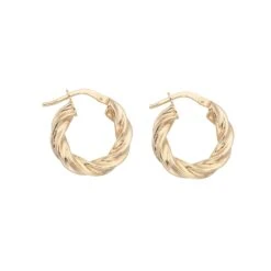 Chisholm Hunter 9ct Yellow Gold Plain Twist Hoop Earrings -Chisholm Hunter 18 143 04 0051 d 1
