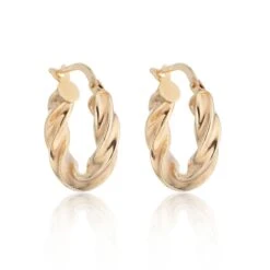 Chisholm Hunter 9ct Yellow Gold Plain Twist Hoop Earrings