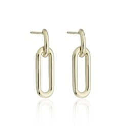Chisholm Hunter 9ct Yellow Gold Paperclip Link Style Drop Earrings