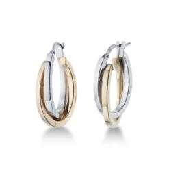 Chisholm Hunter 9ct Yellow And White Gold Double Row Hoop Earrings