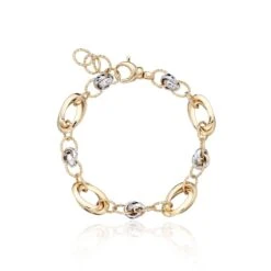 Chisholm Hunter 9ct White And Yellow Gold Two Colour Oval Knot Bracelet