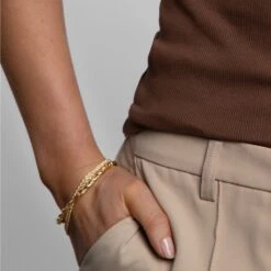 Chisholm Hunter 9ct Yellow Gold Double Twist Plain And Textured Bangle -Chisholm Hunter 18 145 02 0043 om c 2