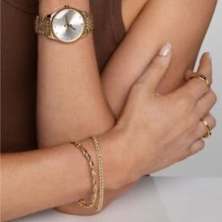 Chisholm Hunter 9ct Yellow Gold Double Twist Plain And Textured Bangle -Chisholm Hunter 18 145 02 0043 om c 2 1