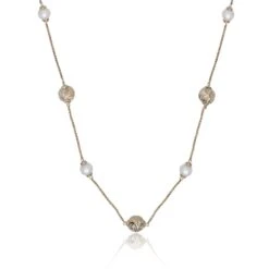 Chisholm Hunter 14ct Yellow Plated Silver Pearl And Textured Ball Necklace