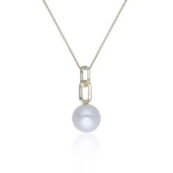 Chisholm Hunter 9ct Yellow Gold Freshwater Bouton Link Drop Pendant