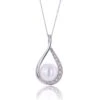 Chisholm Hunter 9ct White Gold Pearl And Diamond 0.04ct Drop Pendant 1 Chisholm Hunter 9ct White Gold Pearl And Diamond 0.04ct Drop Pendant -Chisholm Hunter 19 148 02 0006 1