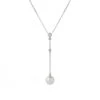 Chisholm Hunter 9ct White Gold Pearl And Diamond 0.08ct Long Drop Pendant