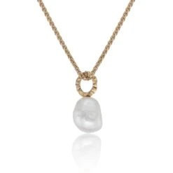 Chisholm Hunter 14ct Yellow Plated Silver Pearl Textured Pendant