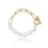 Chisholm Hunter Yellow Gold Plated Pearl Link T-Bar Bracelet -Chisholm Hunter 19 149 04 0001 p 1