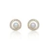 Chisholm Hunter 9ct Yellow Gold Pearl And Cubic Zirconia Stud Earrings