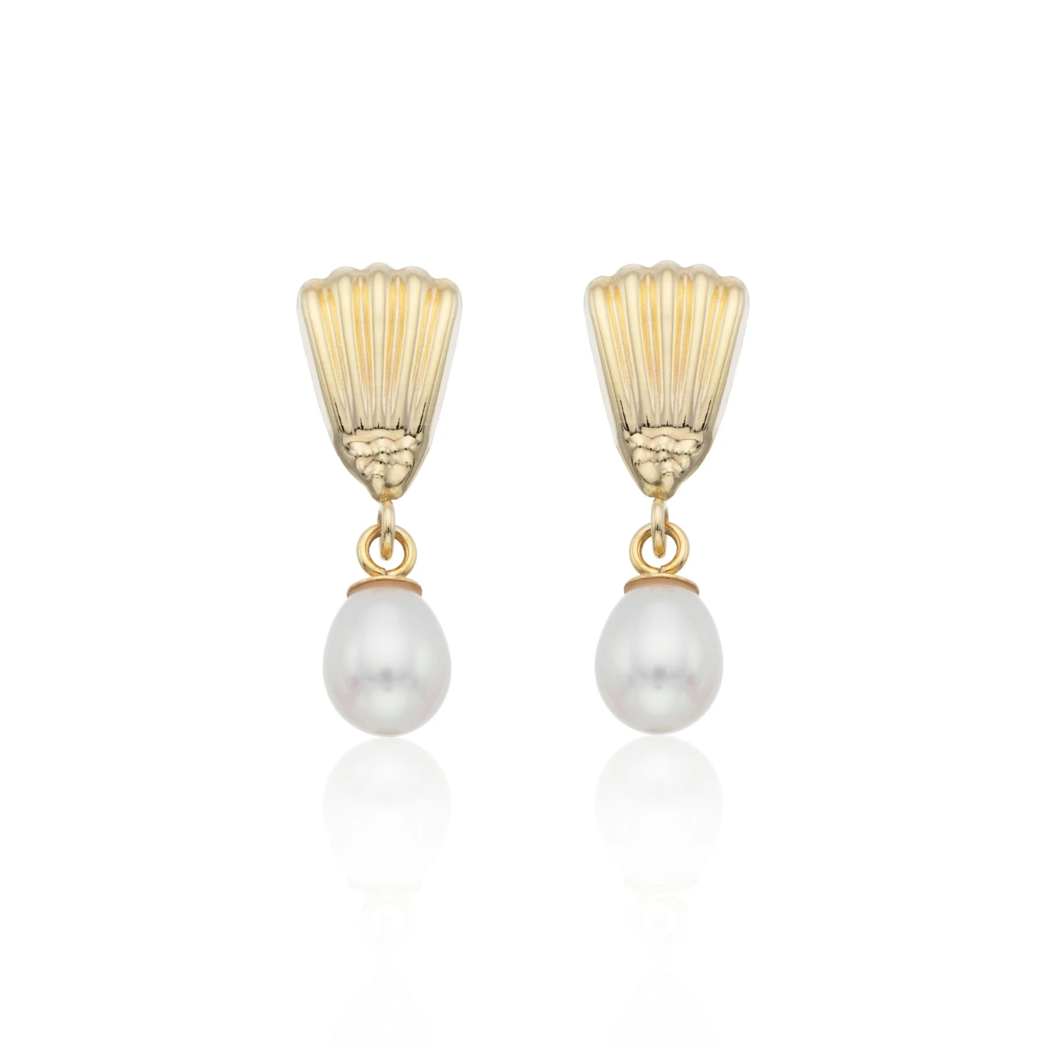 Chisholm Hunter 9ct Yellow Gold Freshwater Pearl Shell Drop Earrings 3 Chisholm Hunter 9ct Yellow Gold Freshwater Pearl Shell Drop Earrings