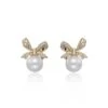 Chisholm Hunter Yellow Gold Plated Pearl Bow Earrings -Chisholm Hunter 19 150 01 0046 p 1