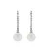 Chisholm Hunter 9ct White Gold Pearl And Cubic Zirconia Drop Earrings