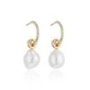 Chisholm Hunter 14ct Yellow Gold Plated Pearl And White Sapphire Drop Earrings