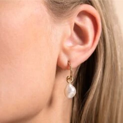 Chisholm Hunter 14ct Yellow Gold Plated Pearl And White Sapphire Drop Earrings -Chisholm Hunter 19 150 05 0001 om 2