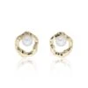 Chisholm Hunter Yellow Gold Plated Hammered 6-6.5mm Pearl Earrings -Chisholm Hunter 19 150 05 0004 p 1 1 1