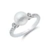 Chisholm Hunter 9ct White Gold Pearl And Brilliant Cut Diamond 0.10ct Dress Ring