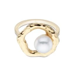 Chisholm Hunter Yellow Gold Plated Hammered 8.8.5mm Pearl Open Ring 8 Chisholm Hunter Yellow Gold Plated Hammered 8.8.5mm Pearl Open Ring -Chisholm Hunter 19 151 05 0002 d 1 2